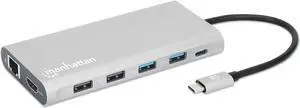 Manhattan USB-C PD 12-in-1 Docking Station with MST for Three HDMI Monitors