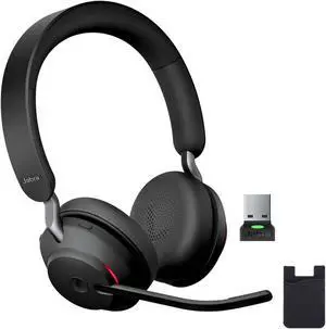 Evolve2 65 Wireless Headset Certified for MS Teams, Bluetooth Dongle, Compatible with Zoom, Webex, Laptop, Ideal For Work From Home, Phone Calls, 26599-999-999, Bundled w/Mobile Wallet, Gold Support
