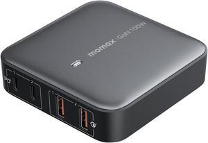 MOMAX USB C Charging Station 100W, GaN Technology, PD & QC 3.0 Fast Charging, 4-in-1 Port Charger Hub for MacBook Pro, Laptop, iPhone, Vision pro, Office, Home, 6.56ft Extention Cord Included