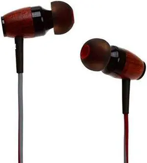 Symphonized DRM Premium Genuine Wood in-Ear Noise-isolating Headphones with Mic (Red/Gray)