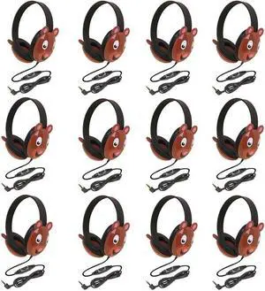 Califone 2810-BE Bear Motif Listening First Stereo Headphone (Pack of 12), Adjustable Headband Comfortable for Extended Wear, Specifically Sized for Young Children