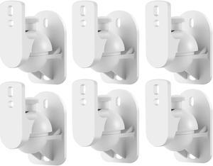 TNP Universal Satellite Speaker Wall Mount Brackets - Stylish White Finish Surround Sound Speaker Mounts with Adjustable Swivel & Tilt Angle for Home Theater Speaker System,Can Hold Up to 11lbs,3Pairs