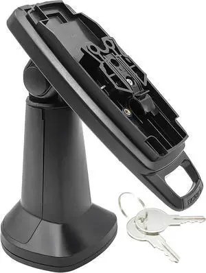 ENS Tailwind Ingenico Lane/3000/7000/8000 7" Latch and Key Lock Pole Mount Terminal Stand, Adhesive Installation, Black