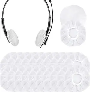 Geekria 100 Pairs Disposable Headphones Ear Cover for Small Call Center Headset Earcup, Stretchable Sanitary Ear Pads Cover, Hygienic Ear Cushion Protector (XS/White)