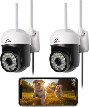 Security Camera Outdoor 2 Pack for Home Security WiFi Wired,No subscription Spotlight Color Night Vision,360degViewing, Auto Tracking,2-Way Talk,Color Night Vision,Motion Detection and Alarm