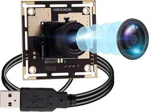 5 Megapixel USB Camera Module HD 2592X1944 Webcamera with CMOS OV5640 Sensor, Machine Vision Mini Webcam for Windows Mac Andriod Linux,Plug&Play,OTG Camera (2.1mm Lens)