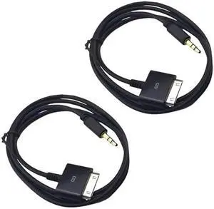ClipGrip 2 PCS Stereo 3.5mm AUX Input to 30-Pin Male Dock Universal Connector Cable Adapter (4.9 FT, Black)