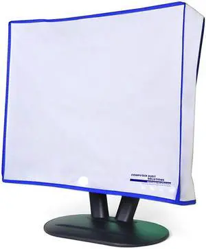Computer Monitor dust Cover for Flat Panel LCD-Silky Smooth Anti-Static Vinyl with Blue Trim (26W x18H x4D)