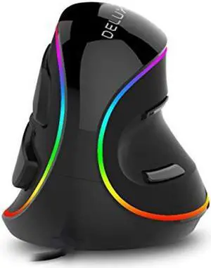 DeLUX Ergonomic Mouse, Wired Large RGB Vertical Mouse with 6 Buttons, 4000DPI, Removable Wrist Rest for Carpal Tunnel (M618Plus RGB-Wired)
