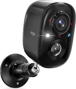 Dzees Security Camera Outdoor Wireless - Upgrade 2K 3MP Battery Powered WiFi Outdoor Camera Wireless, Spotlight, Siren, AI Dectection, Color Night Vision, IP66 Waterproof Cloud/SD-Black