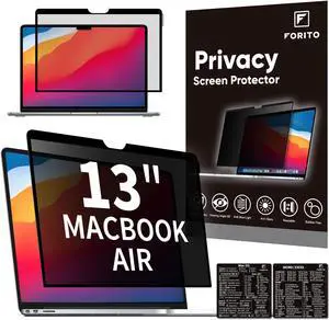 F FORITO Laptop Privacy Screen Compatible with Macbook Air 13 Inch(2018, 2019, 2020, 2021, M1), Removable Anti Blue Light Crystal Clear Computer Privacy Screen Protector