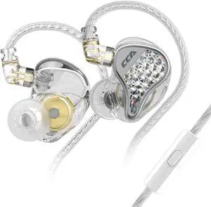 FEDAI CCA Lyra HiFi in-Ear Headphones/Earphones/Earbuds, 10MM Dynamic Driver in Ear Monitor with Unique Diamond-Like Faceplate,Detachable Exchangeable 0.75mm 2pin Silver-Plated Cable(Sliver, With Mic)