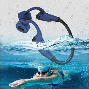 Wireless Bluetooth Headphones, Bone Conduction Headphones Universal Compatible with Android iPhone, Waterproof Open Ear Earphones Headset Hi-Fi Stereo Sound for Swimming Gym Running, Blue