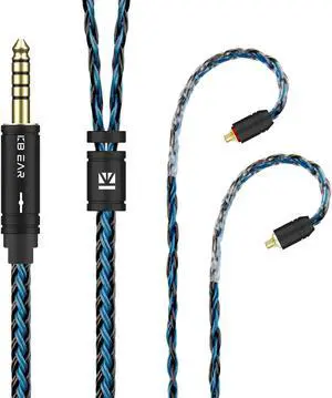 KBEAR ST16 Plus Earphone Cable 16 Core 5N OCC Silver-Plated Long IEM Cable for MMCX 3.5mm Plug Devices Fiio FH3 FH7 FH9 FA9 FH5S SE846 SE535 SE215 SE315 SE425 PRO W60 IE300 IE40PRO (MMCX 4.4MM)