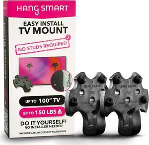 HangSmart TV Wall Mount NO STUD Easy Install, DIY hangs any TV in minutes, 19-100 inch TVs, Holds up to 150LBS, Multi-Purpose most LED LCD Flat Screen TVs & Monitors, Include Hardware (TV 19" to 100")