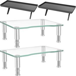 Computer Monitor Riser with Height Adjustable Multi Media Desktop Stand&Top Shelf TV Mounting Bracket 12 Inch Flat Panel Mount