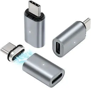 HESKUL 140W Magnetic USB C Adapter 3Pack Straight USB4 40Gbps Type C Connector Support 8K@60Hz Video Display for iPhone 15 Thunderboard 4/3 MacBook Pro/Air and More USB-C Devices