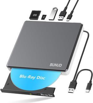 External Blu Ray Drive, USB 3.0 Type C Blu ray Burner DVD/BD Player Read/Write Portable Bluray Drive Slim Optical Blue Ray CD DVD Reader for laptop PC Windows 11 Macbook Pro Air Desktop Linux OS
