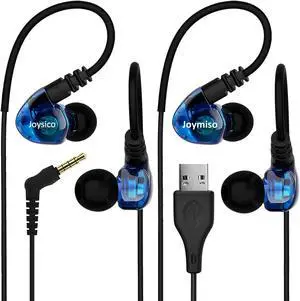 Joysico 3.5mm Wired Sports Earbuds and Joymiso 6.5Ft USB Earbuds, Built with Microphone and Volume Control