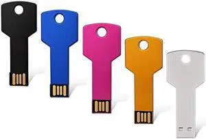 USB Flash Drives 5 Pack 64GB USB 2.0 Metal Thumb Drives K&ZZ Jump Drive Memory Stick Key Shape for Students,Office,Company- Multicolor