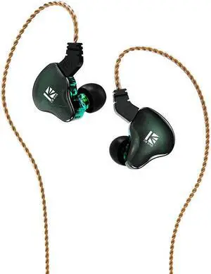 keephifi KBEAR in Ear Earphones KBEAR KS2 Wired Headphones 10mm 1BA+1DD in Ear Monitors with Detachable Cable HiFi Bass Earbuds Noise-Isolating Headset for Audiophile Musician (no mic, Dark Green)