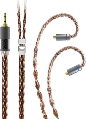 keephifi 8 Core MMCX Earphone Cable-KBEAR [Crystal-B] Upgrade Cable, 7N OCC Single Crystal Copper Cable, IEM Detachable Cable with 2.5mm Plug, Suit for DM7 T3 T2 FH5 FH9 FA9 I3 FH5S (MMCX, 2.5Brown)