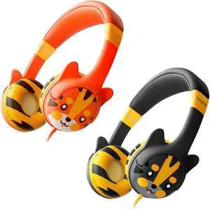 Kidrox Save 10% on Toddler Headphones for 2 + Year Old - Kids Headphones Wired, Headphones for Kids for School, Infant Headphones for Girls, Headphones for Boys Black and Orange Bundle