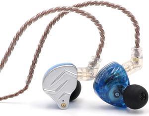 Linsoul KZ ZSN Pro Dual Driver 1BA+1DD Hybrid Metal Earphones HiFi in-Ear Monitor with Detachable 2Pin Cable, Zin Alloy Panel (with Mic, Blue)