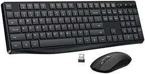 Wireless Keyboard and Mouse Combo, Lovaky 2.4G Full-Sized Ergonomic Keyboard Mouse, 3 DPI Adjustable Cordless USB Keyboard and Mouse, Quiet Click for Computer/Laptop/Windows/Mac (1 Pack, Black)