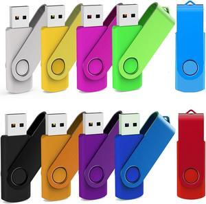 USB Flash Drive 8GB 10 Pack, Bulk USB 2.0 Flash Drives Thumb Drive Swivel Memory Stick Jump Drive Pen Drive Zip Drive