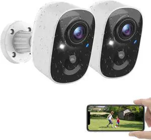 MaxiViz Security Cameras Wireless Outdoor, Outside Cameras for Home Security with AI Motion Detection, Battery Powered, 2K Color Night Vision, IP66 Weatherproof, 2-Way Talk, SD/Cloud Storage (2 Packs)