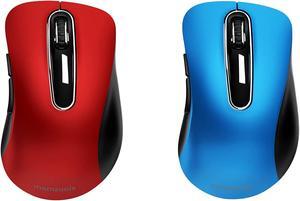 memzuoix 2.4G Wireless Mouse, Cordless Computer Mice Wireless Mouse for Laptop, Desktop, PC, MacBook- 2 Pack (Red+ Blue)
