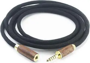 NewFantasia 4.4mm Male to 4.4mm Female Balanced Headphone Audio Adapter Cable Extension Cord 6N OCC Copper Single Crystal Silver Plated Wire Walnut Wood Shell 1.5meters/4.9ft
