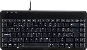 Perixx PERIBOARD-409U ES - Mini USB Teclado - Negro Brillante - QWERTY Español con Ñ tecla