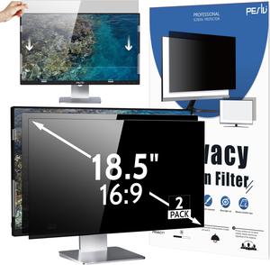 Peslv 2-PACK 18.5 Inch Computer Privacy Screen for 16:9 Widescreen Monitor, 18.5inch Removable Anti Blue Light Glare Eye Protection Shield, Black Blackout Anti Spy Desktop Security Private Filter