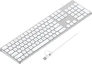 Aluminum USB Wired Keyboard with Numeric Keypad for Apple Mac Pro, Mini Mac, iMac, iMac Pro, MacBook Pro/Air