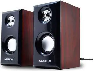 Aimery Computer Speaker Wooden Speaker Monitor TV PC Laptop Desktop Speakers for Desk Top Wired Speakers Plug in USB Dual Speaker HiFi