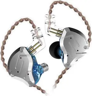Five Driver Headphones,KZ ZS10 PRO High Fidelity Noise-Isolating Earbuds/Earphones with Detachable Cable 2Pin 0.75mm (Without MIC, Blue)