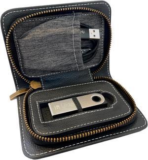 Soul Technologies Cryptocurrency Hardware Wallet Case - Luxury Crypto Wallet Case Compatible with Ledger Nano X/S Plus - Protective Vegan Leather Hard Case Wallet for Crypto and NFTs (Black Slimline)