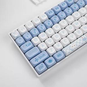 Sumgsn MOA Profile Cute Blue Rabbit Keycap Set, 140 Keys, PBT Material, USB, Mechanical Switch Compatible, Fits 61/64/84/87/104/108 Keyboards