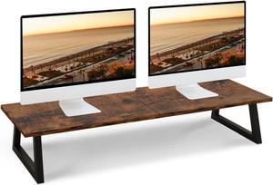 TEAMIX 31.5 inch Dual Monitor Riser for 2 Monitors, Long Monitor Stand Riser TV Stand Riser Monitor Stand for Desk Wood & Steel Desktop Riser Desk Organization Home Office