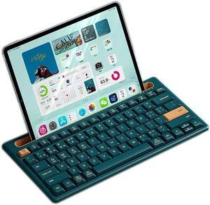 TISHLED Bluetooth Keyboard with Integrated Stand for iPad & iPhone, 75% Compact Silent 79 Keys, 2 AAA Batteries, Smart Auto-Sleep, for Mult-Device, Laptop, Tablet, Smartphone (Dark Green)