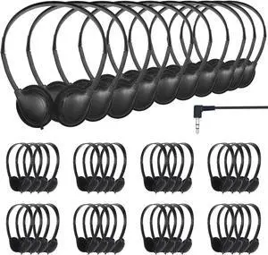 TJZXGUI Bulk Headphones for Classroom Students 30 Pack Class Set Headphones for School Students Library Teen and Adult 3.5mm Jack (Black)