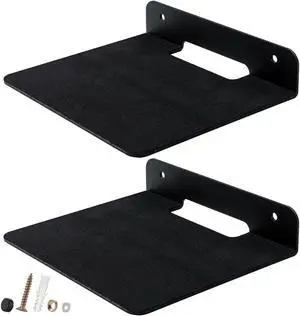 TRINENOX Floating Wall Shelves, 6" Wall Metal Speaker Mount Shelves for Bluetooth Speaker, Webcam, Cell Phones, Mesh Router, Award Toy Display Shelf Speaker Shelf (2 Pack)