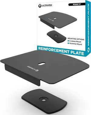ULTRARM Steel Monitor Mount Reinforcement Plate for Thin Glass & Other Fragile Tabletop - Steel Bracket Plate Fits Most Desk Stand Grommet & C-Clamp Monitor Arm Mounts Installation Black MAAC-P