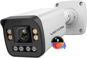 VIKYLIN 4K Optical Zoom IP Camera/8MP Full Color 5X Outdoor Varifocal Bullet PoE Camera 2.7~13.5mm Lens,Smart Dual Light, 2- Way Audio,SD256GB,AI Human/Vehicle Detection