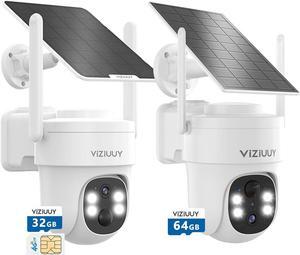 VIZIUUY 3MP Pan Tilt 360degWiFi Camera with 64GB SD Card and 4G LTE Cellular Security Camera(32G SD&SIM Card Included)
