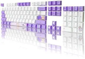 Keycaps,PBT Keycap Cherry Profile, 104 Key Set for Mechanical Keyboards, English(US) Layout Purple and White