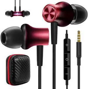 COOYA 2 Pair 3.5mm Headphone with Mic for Samsung A14 A03s A23 S10e A13 A51 A52 Magnetic in-Ear Wired Earbuds Bass Stereo 3.5mm Jack Earphones for Moto G Power for iPhone 5 6 iPad 9 Pixel 4a TCL 30/4