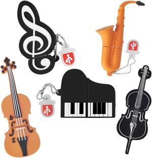 Leizhan 5 x 8GB Cute Music USB Flash Drive, Notes/Piano/Saxophone/Violin/Cello Shape Musical Instruments Thumb Drive Memory Stick Drive Pendrive Gift for Kids, Teacher, Friends